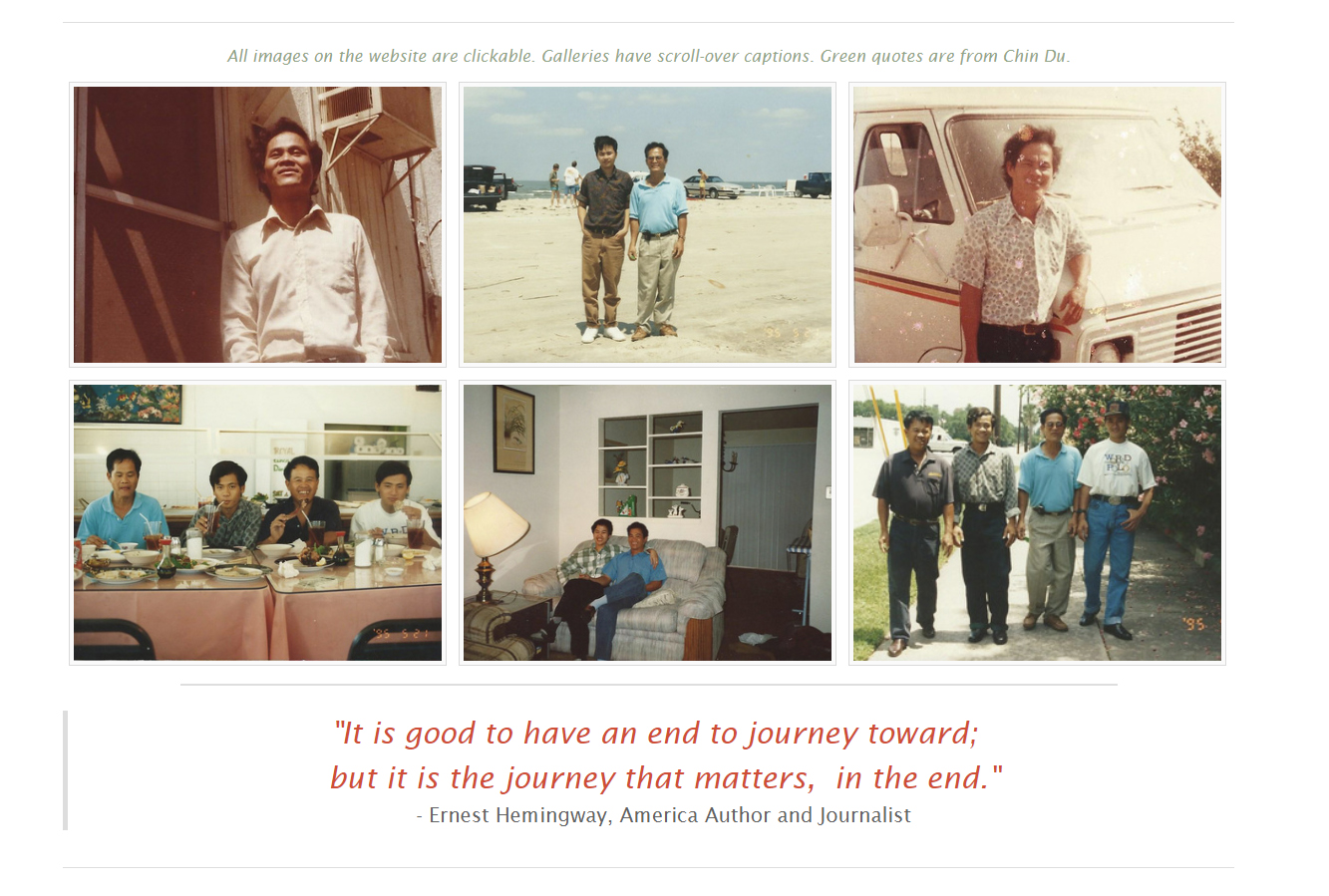 Screenshot of a website that features a grid of 6 family photos.