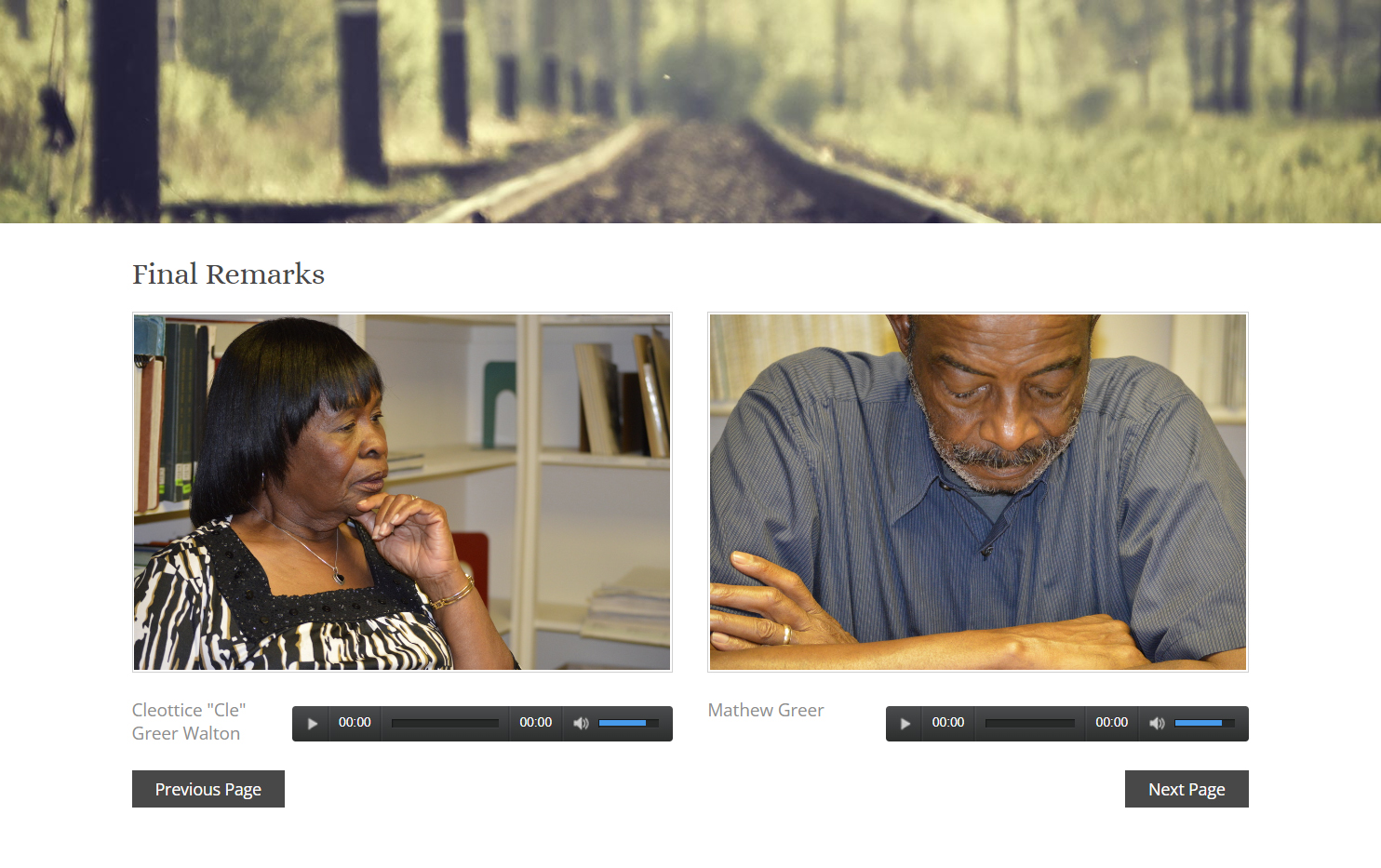Screenshot from a website that features two photos of the interviewees.