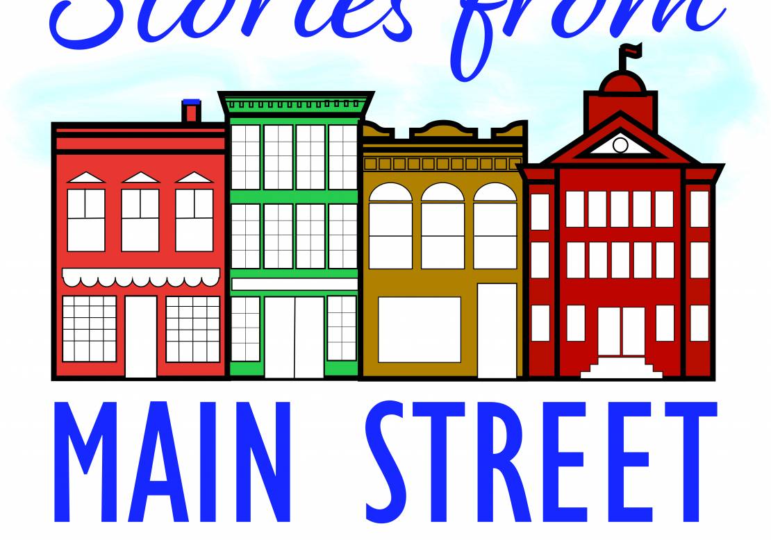 Artwork of buildings in a small town