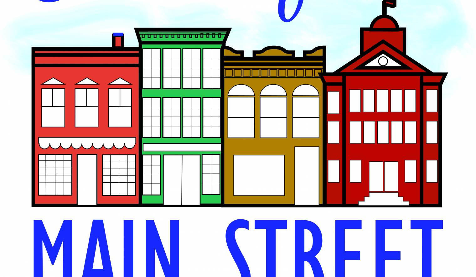 Logo for Stories from Main Street Artwork of buildings in a small town
