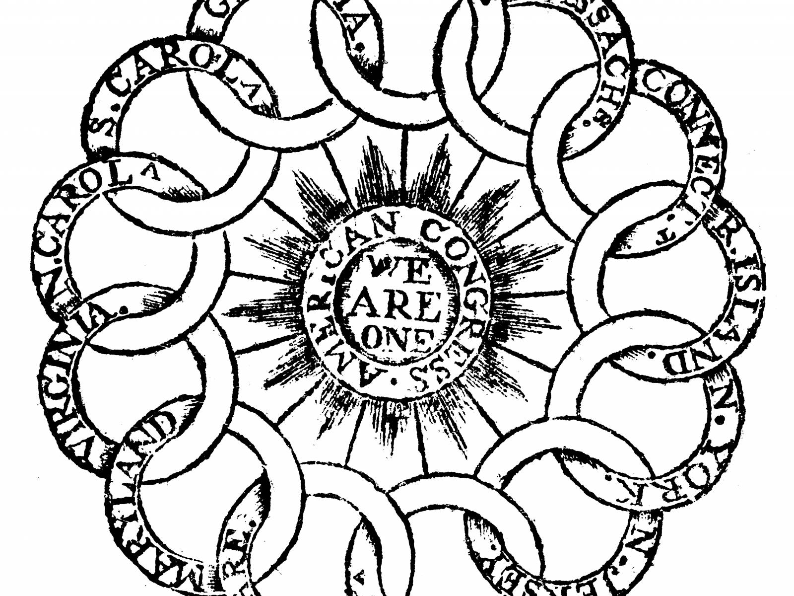 "The Chain of States" as it appeared on Continental paper money, 1776. Courtesy of National Museum of American History