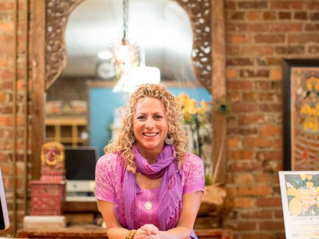 Valerie Midgett in her yoga studio. 