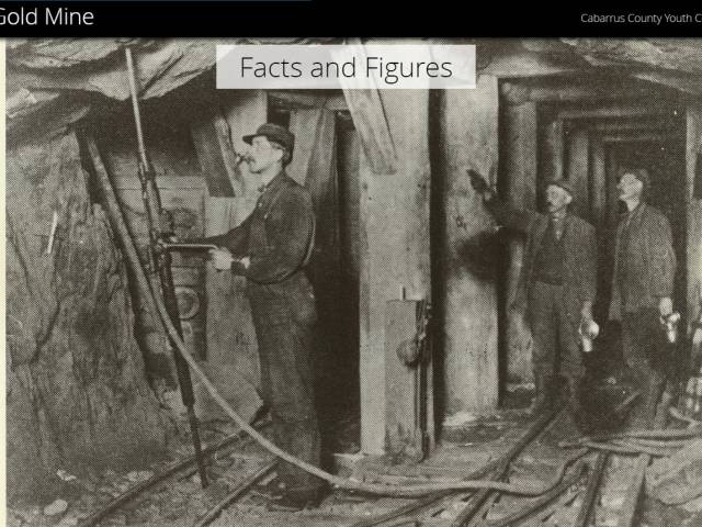 Vintage photo of men in a coal mine and the words, Facts and Figures, in type at the top.