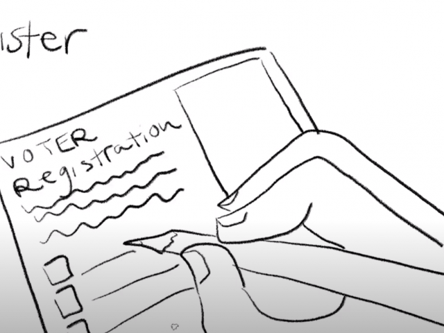 Drawing of a sample voter registration form