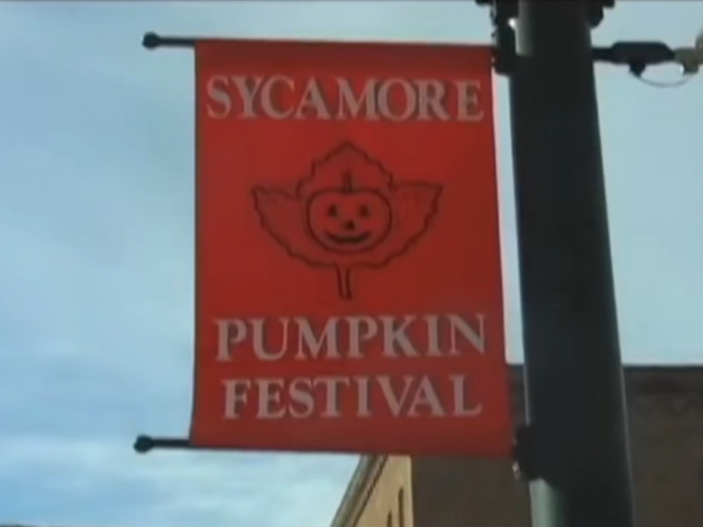 Photo of a sign for the Sycamore Pumpkin Festival