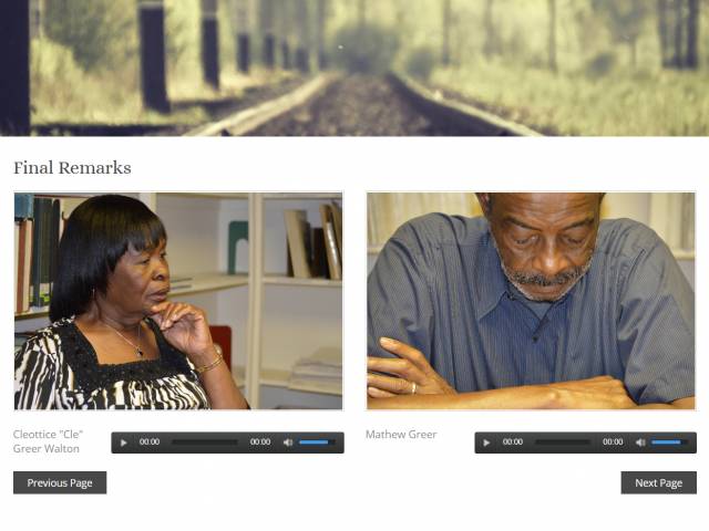 Screenshot from a website that features two photos of the interviewees.