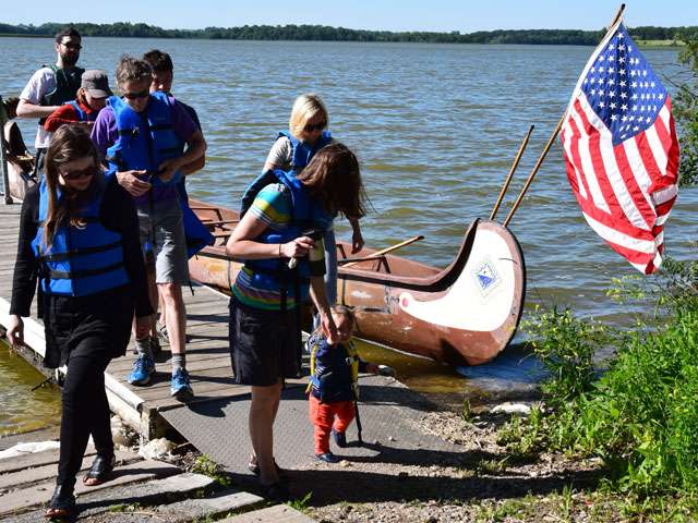 Team in canoe at Ringo Lake, Spicer, Minnesota