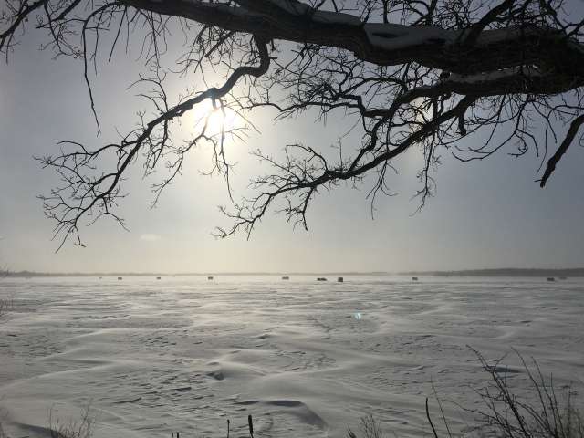 A frozen lake in Minnesota