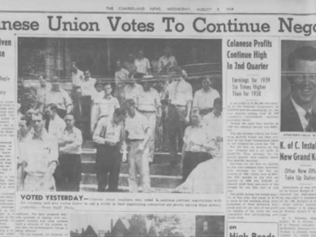 A vintage newspaper reads, Union Votes to Continue Negotiations