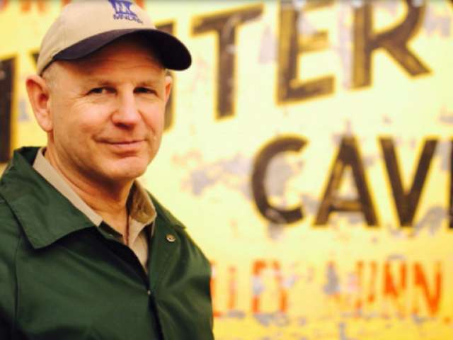 Warren Netherton outside of Mystery Cave in Minnesota