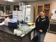Erin Ryding stands in her lab in Detroit Lakes, Minnesota.